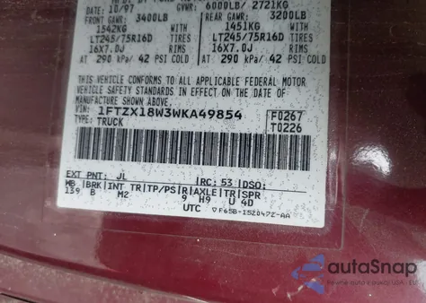 1998 Ford F-150 Lariat/Standard/Xl/Xlt z USA, uszkodzony, nr VIN 1FTZX18W3WKA49854